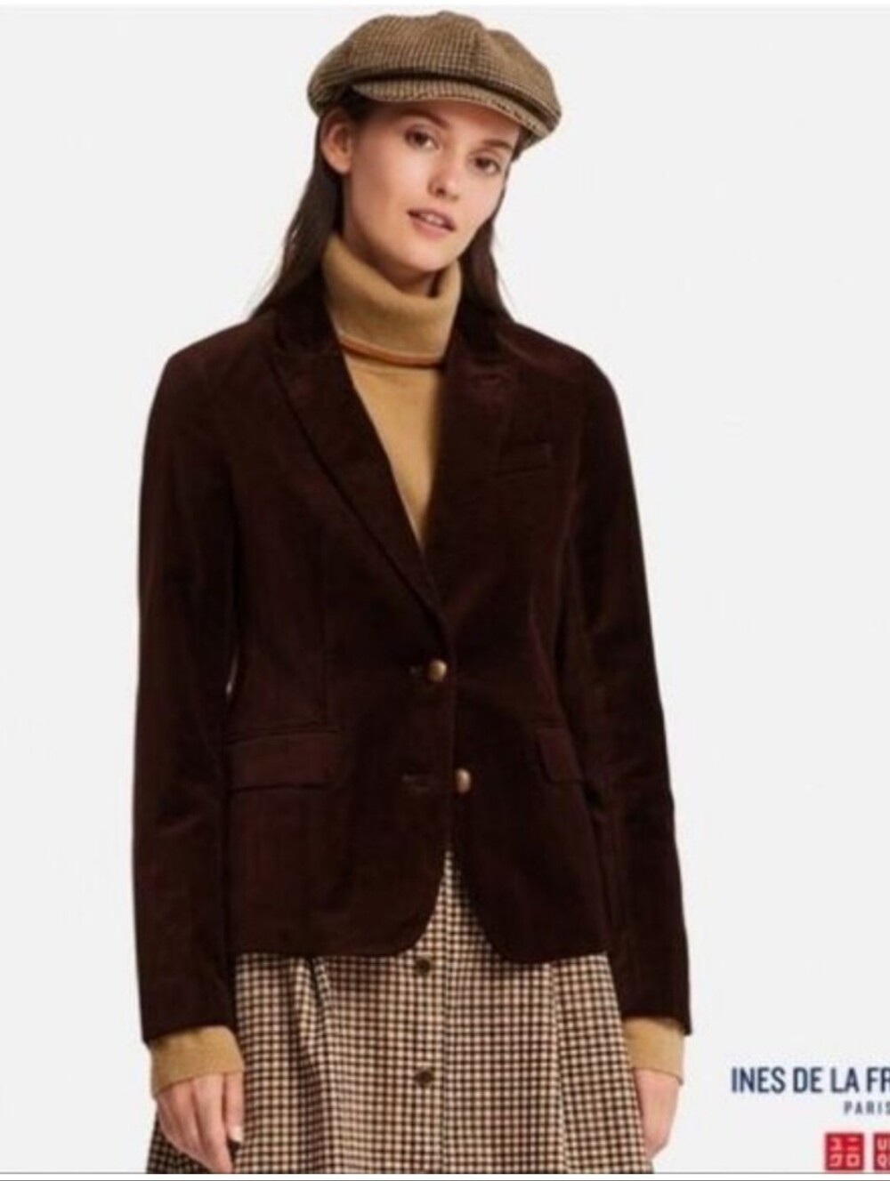 Uniqlo X Ines De La Fressange burgundy velvet blazer